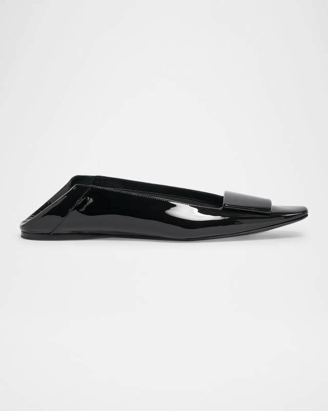 Poppy Patent Buckle Foldable Ballerina Flats